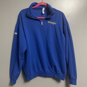 Wrangler Large Quarter Zip Sweater Blue Yellow Renegade